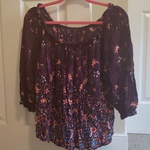 Designer Off The Shoulder Purple Floral Blouse